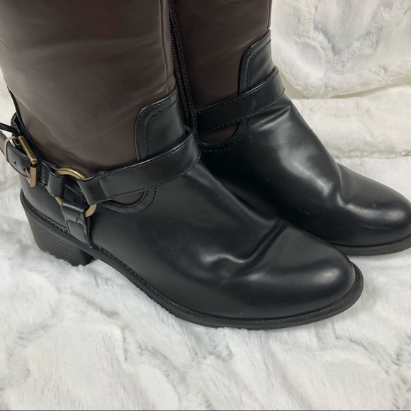 Chaps Brown And Black Rider Boots with a Buckle 7B - Picture 4 of 14